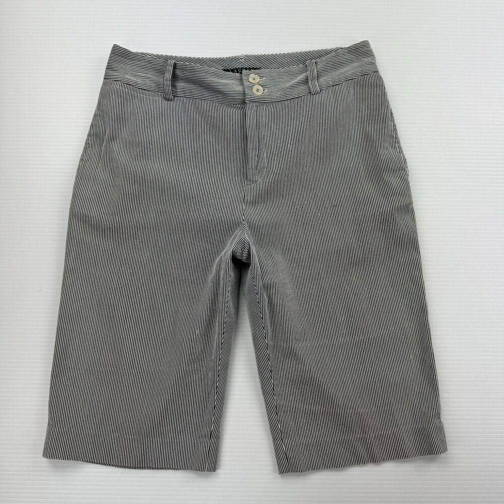 Lauren Ralph Lauren Womens Shorts Size 4 Navy White Pinstripe Cotton Stretch